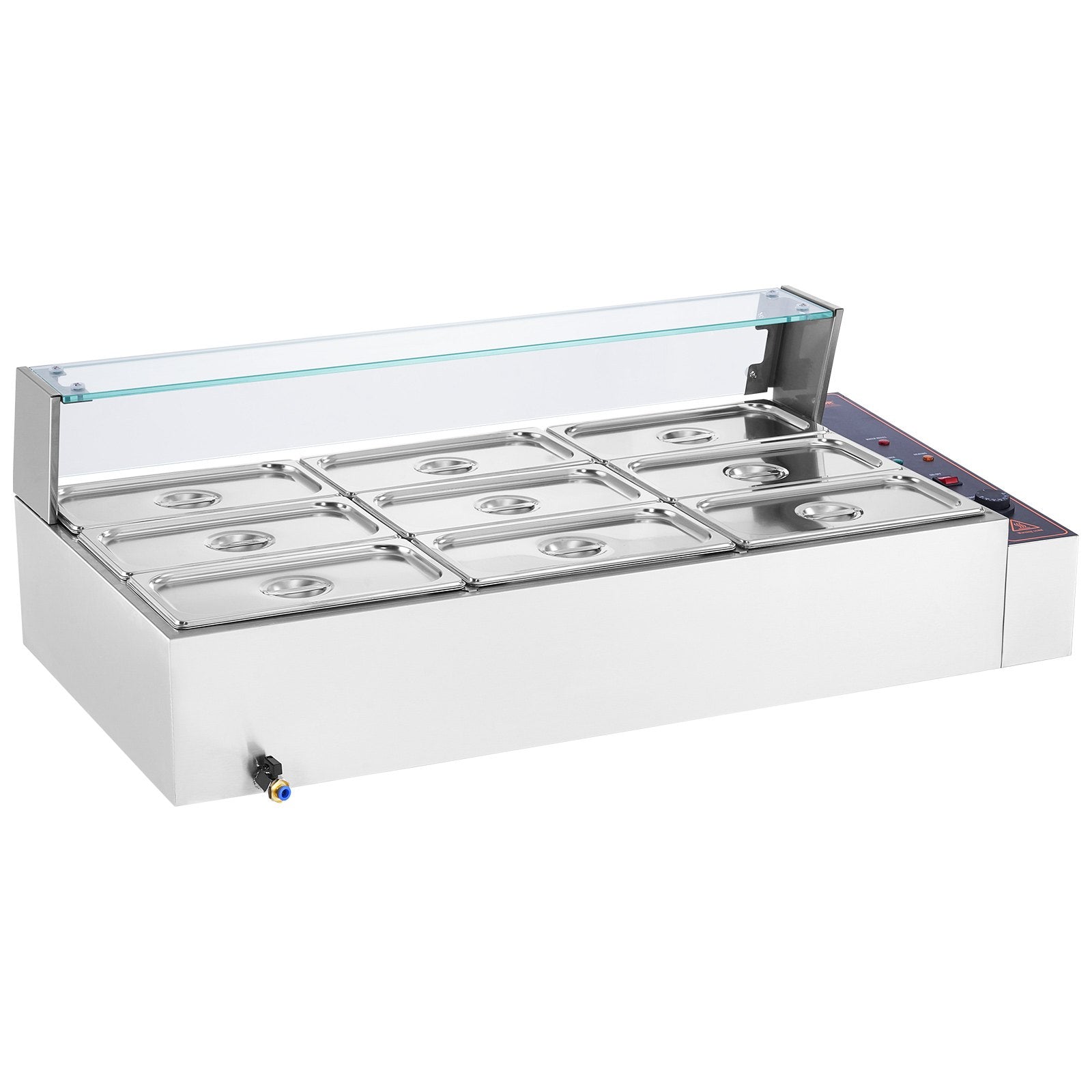 Commercial Electric Food Warmer Countertop Buffet 9*5Qt with Glass Shield V952-SYSPBWQ913FS5WYYOV3