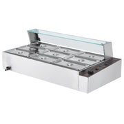 Commercial Electric Food Warmer Countertop Buffet 9*5Qt with Glass Shield V952-SYSPBWQ913FS5WYYOV3