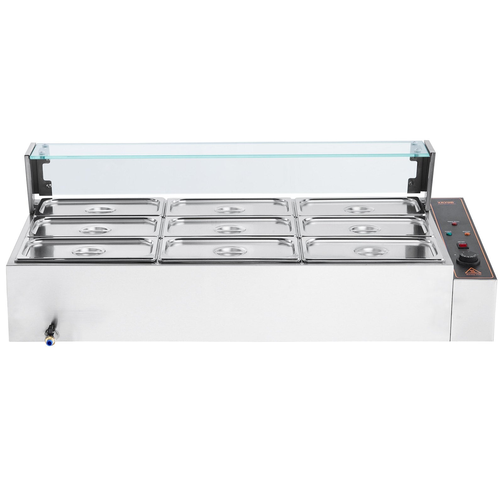 Commercial Electric Food Warmer Countertop Buffet 9*5Qt with Glass Shield V952-SYSPBWQ913FS5WYYOV3