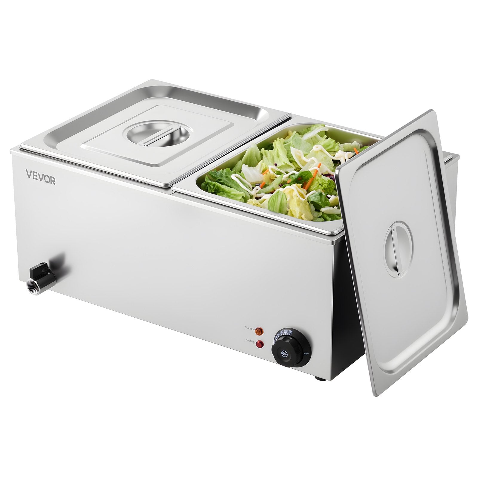 Commercial Food Warmer, 2-Pan Electric Steam Table, 1200W Professional Countertop Stainless Steel Buffet Bain V952-SYSPBWQPTK21AMZ4ZV3