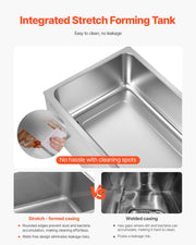 Commercial Food Warmer, 2-Pan Electric Steam Table, 1200W Professional Countertop Stainless Steel Buffet Bain V952-SYSPBWQPTK21AMZ4ZV3