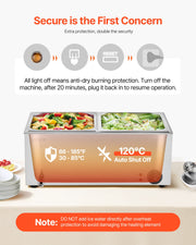 Commercial Food Warmer, 2-Pan Electric Steam Table, 1200W Professional Countertop Stainless Steel Buffet Bain V952-SYSPBWQPTK21AMZ4ZV3
