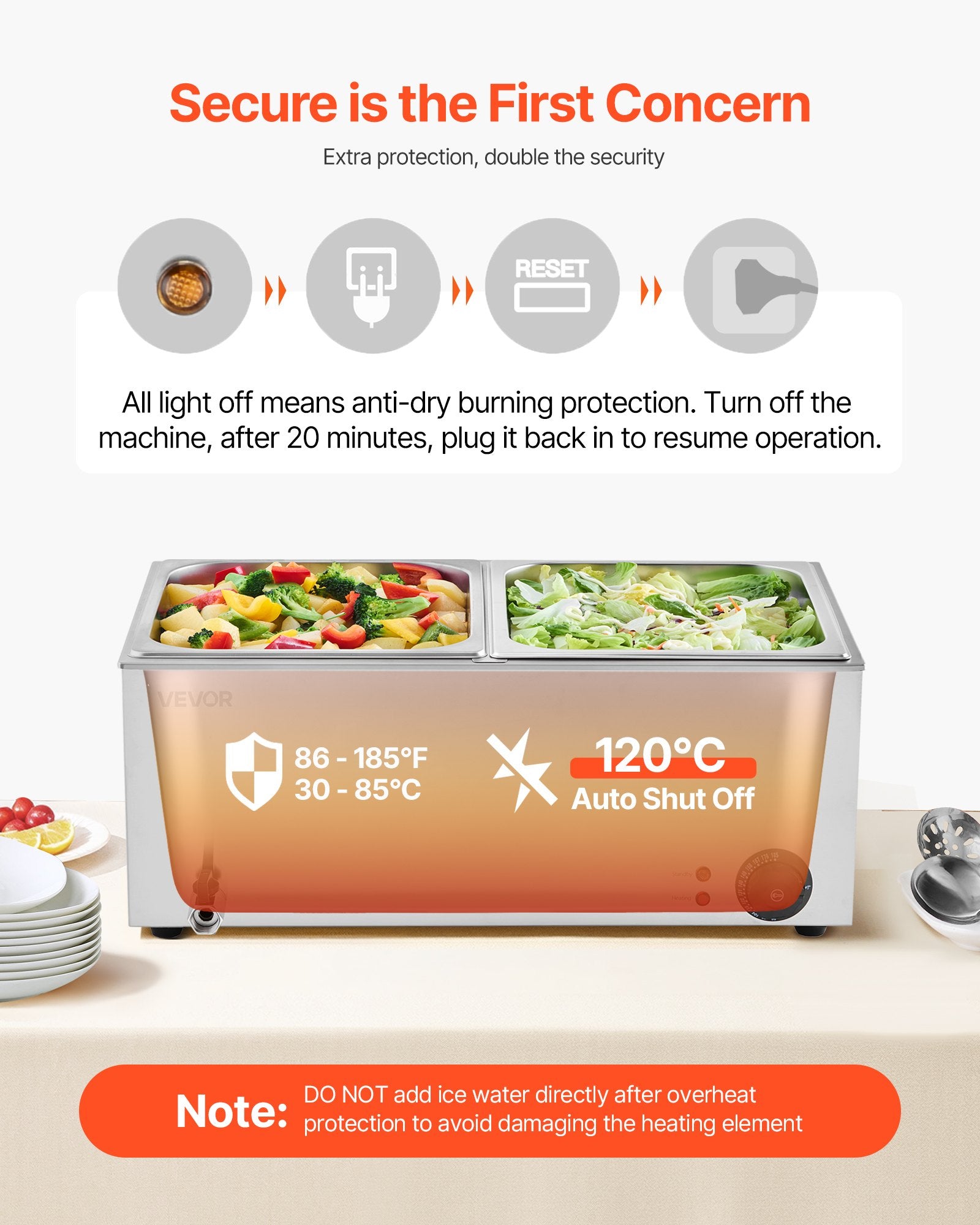 Commercial Food Warmer, 2-Pan Electric Steam Table, 1200W Professional Countertop Stainless Steel Buffet Bain V952-SYSPBWQPTK21AMZ4ZV3