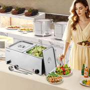 Commercial Food Warmer, 2-Pan Electric Steam Table, 1200W Professional Countertop Stainless Steel Buffet Bain V952-SYSPBWQPTK21AMZ4ZV3