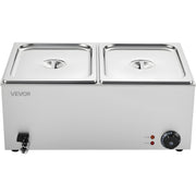 Commercial Food Warmer, 2-Pan Electric Steam Table, 1200W Professional Countertop Stainless Steel Buffet Bain V952-SYSPBWQPTK21AMZ4ZV3