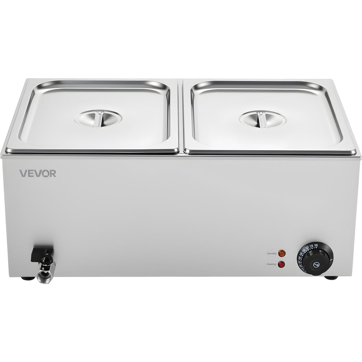Commercial Food Warmer, 2-Pan Electric Steam Table, 1200W Professional Countertop Stainless Steel Buffet Bain V952-SYSPBWQPTK21AMZ4ZV3