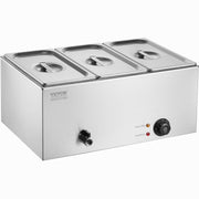 3-Pan Commercial Food Warmer, 16.5L Electric Steam Table, 1200W Professional Countertop Stainless Steel V952-SYSPBWQPTK31E3ZVSV3