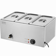 3-Pan Commercial Food Warmer, 16.5L Electric Steam Table, 1200W Professional Countertop Stainless Steel V952-SYSPBWQPTK31E3ZVSV3