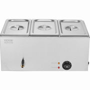 3-Pan Commercial Food Warmer, 16.5L Electric Steam Table, 1200W Professional Countertop Stainless Steel V952-SYSPBWQPTK31E3ZVSV3