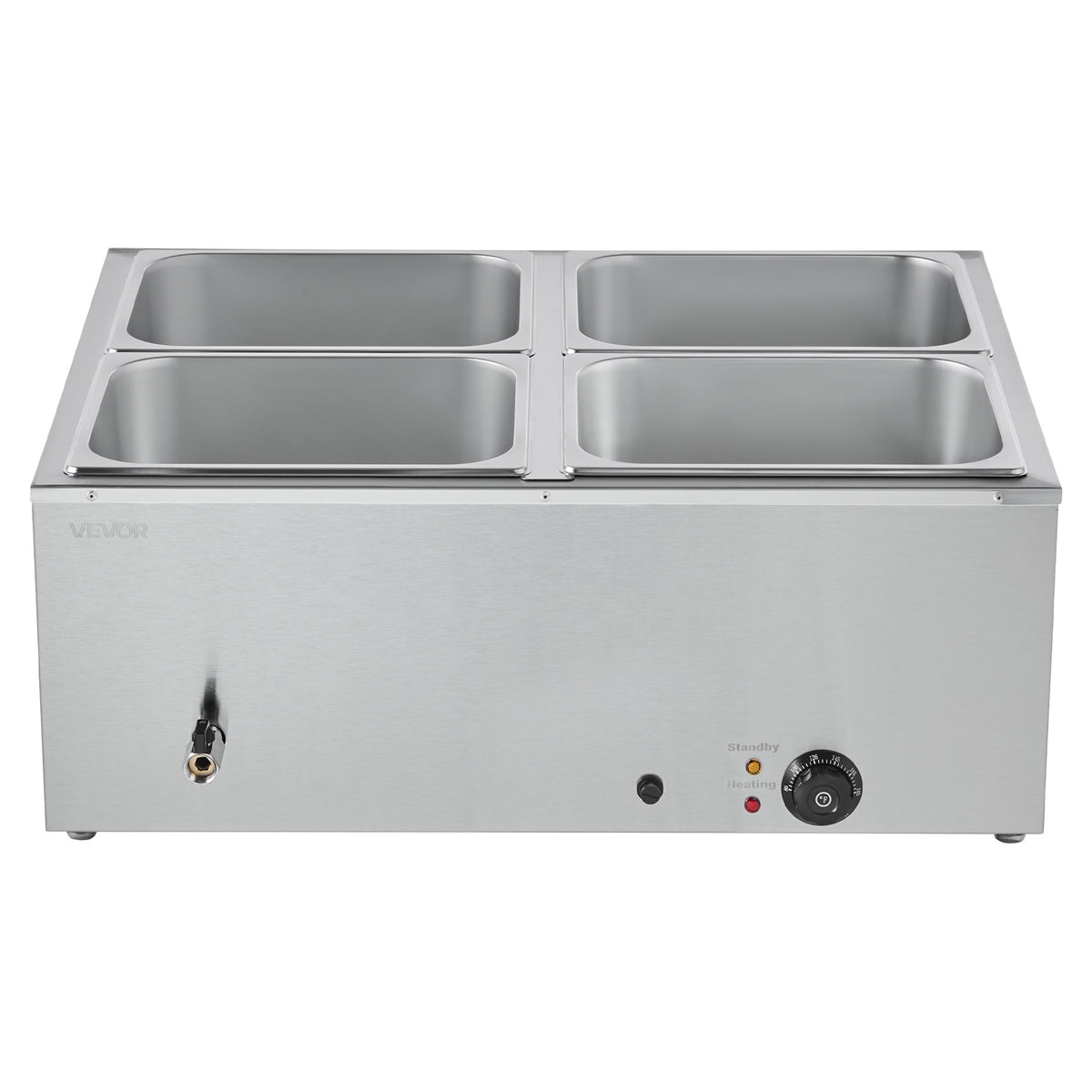 Commercial Food Warmer, 1500W Electric Stainless Steel Steam Food Warmer with Lid, 4-Pan Fast Heating V952-SYSPBWQPTK41SB7R9002V3