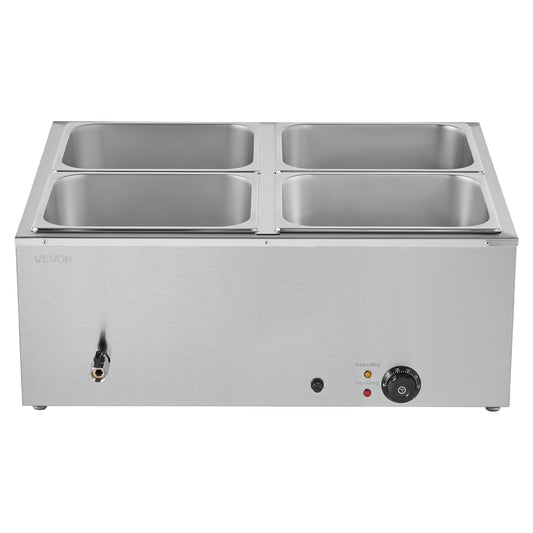 Commercial Food Warmer, 1500W Electric Stainless Steel Steam Food Warmer with Lid, 4-Pan Fast Heating V952-SYSPBWQPTK41SB7R9002V3