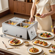 Commercial Food Warmer, 1500W Electric Stainless Steel Steam Food Warmer with Lid, 4-Pan Fast Heating V952-SYSPBWQPTK41SB7R9002V3