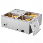 Commercial Food Warmer, 1500W Electric Stainless Steel Steam Food Warmer with Lid, 4-Pan Fast Heating V952-SYSPBWQPTK41SB7R9002V3