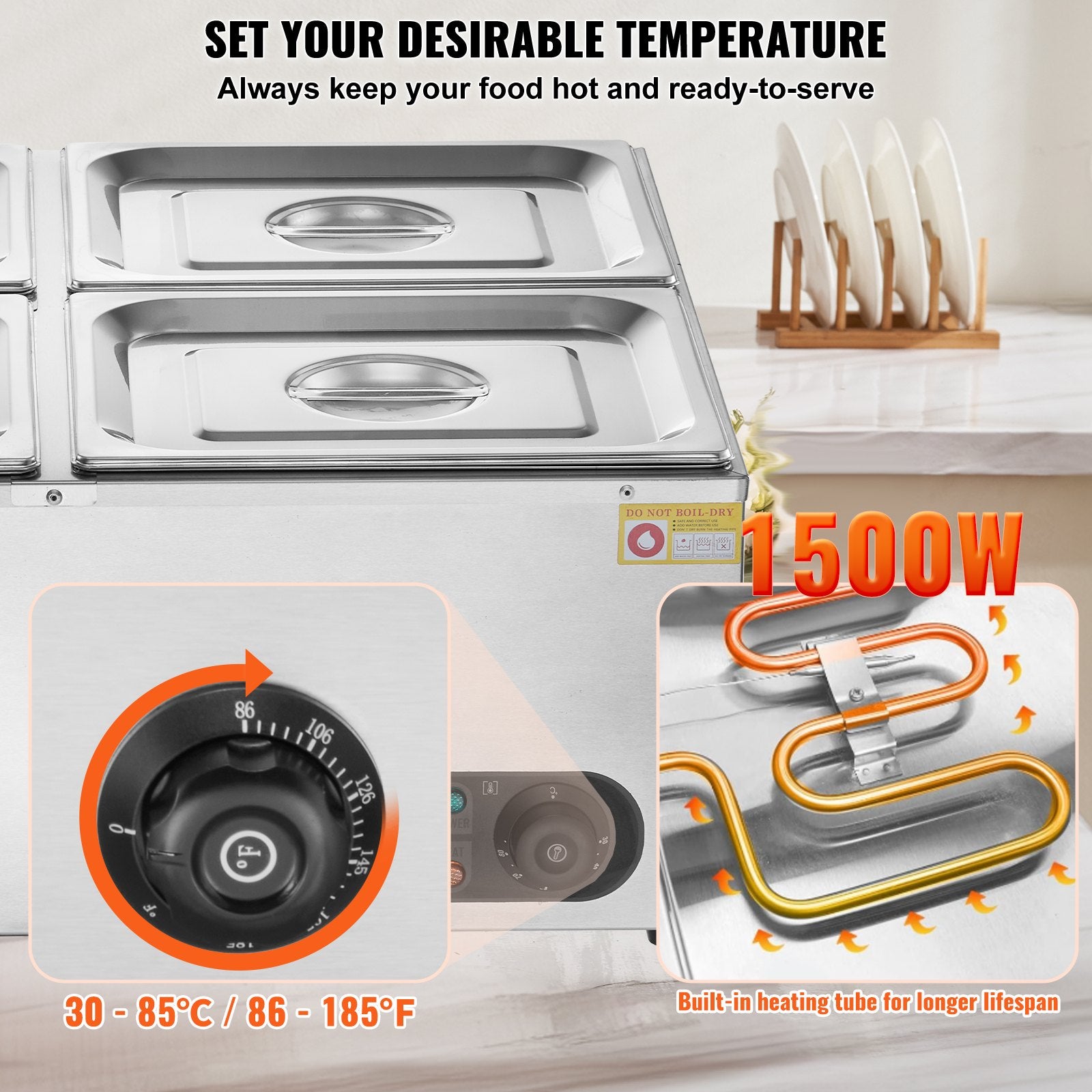 Commercial Electric Food Warmer Countertop Buffet 4*8Qt Pan Bain Marie V952-SYSPBWQPTK41SB7R9V3
