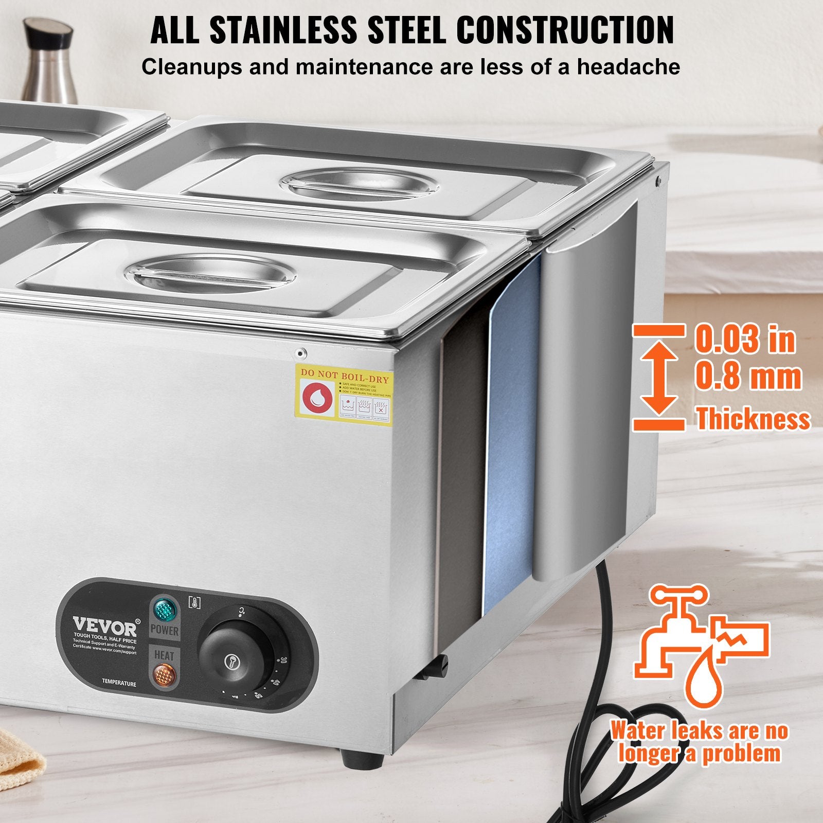 Commercial Electric Food Warmer Countertop Buffet 4*8Qt Pan Bain Marie V952-SYSPBWQPTK41SB7R9V3