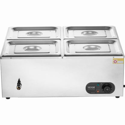 Commercial Electric Food Warmer Countertop Buffet 4*8Qt Pan Bain Marie V952-SYSPBWQPTK41SB7R9V3