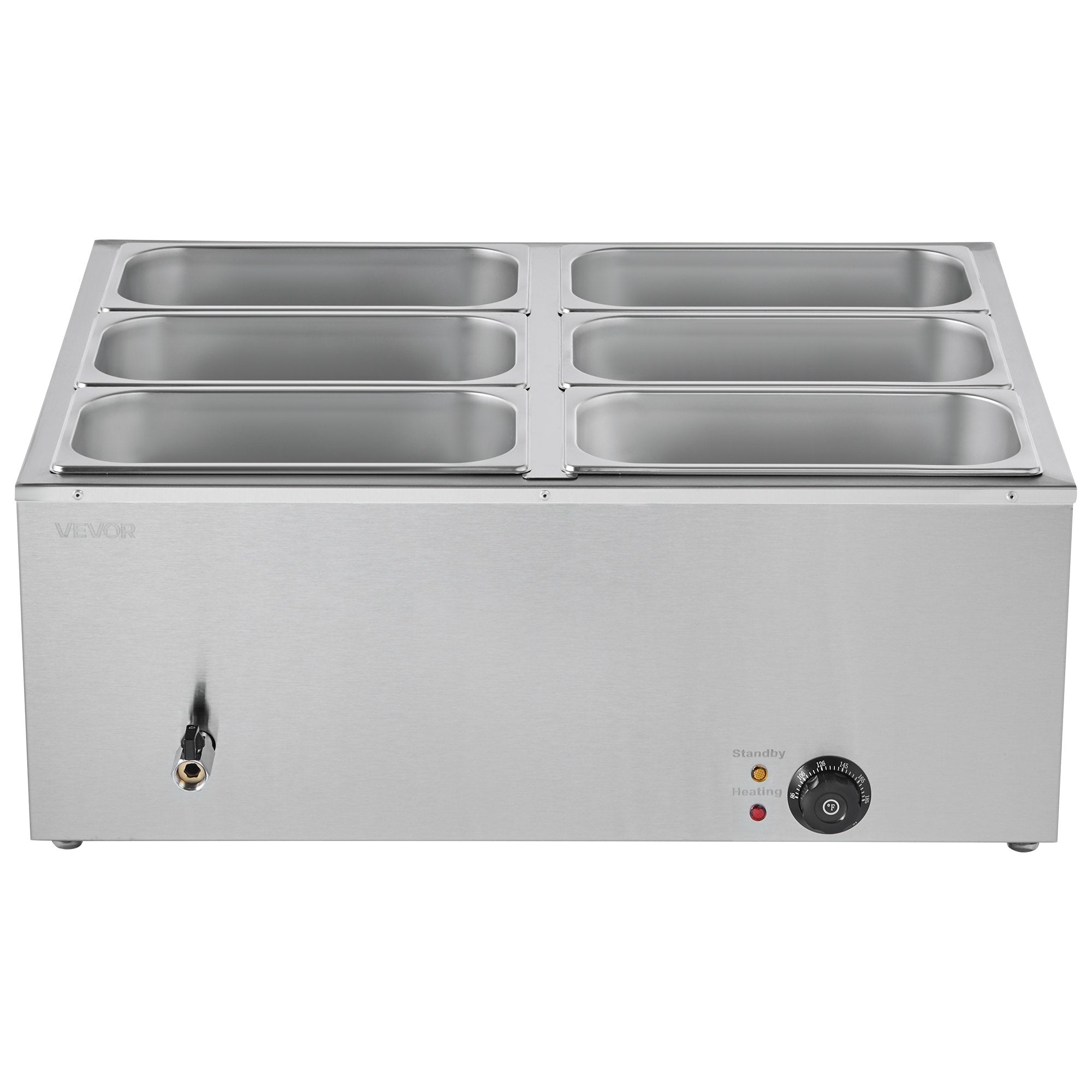 Commercial Food Warmer, 1500W Electric Stainless Steel Steam Food Warmer with Lid, 6-Pan Fast Heating V952-SYSPBWQPTK61338ZN002V3