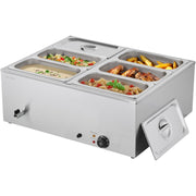 Commercial Food Warmer, 1500W Electric Stainless Steel Steam Food Warmer with Lid, 6-Pan Fast Heating V952-SYSPBWQPTK61338ZN002V3