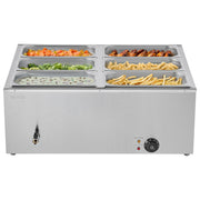 Commercial Food Warmer, 1500W Electric Stainless Steel Steam Food Warmer with Lid, 6-Pan Fast Heating V952-SYSPBWQPTK61338ZN002V3