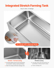 Commercial Food Warmer, 6-Pan Electric Steam Table, 1200W Professional Countertop Stainless Steel Buffet Bain V952-SYSPBWQPTK61BPPMXV3