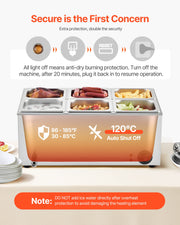 Commercial Food Warmer, 6-Pan Electric Steam Table, 1200W Professional Countertop Stainless Steel Buffet Bain V952-SYSPBWQPTK61BPPMXV3