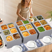 Commercial Food Warmer, 6-Pan Electric Steam Table, 1200W Professional Countertop Stainless Steel Buffet Bain V952-SYSPBWQPTK61BPPMXV3