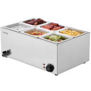Commercial Food Warmer, 6-Pan Electric Steam Table, 1200W Professional Countertop Stainless Steel Buffet Bain V952-SYSPBWQPTK61BPPMXV3