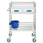 Lab Serving Cart, 2 Layers Stainless Steel Utility Rolling Cart, Medical Cart with Two Drawers, Dental V952-SYSST42014302PL3ZV0
