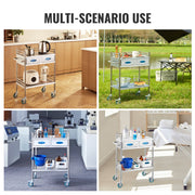 Lab Serving Cart, 2 Layers Stainless Steel Utility Rolling Cart, Medical Cart with Two Drawers, Dental V952-SYSST42014302PL3ZV0