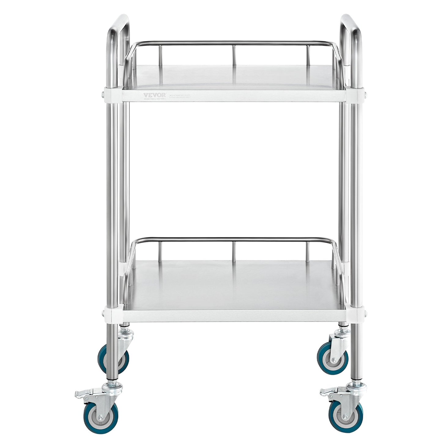 Lab Rolling Cart, 2-Shelf Stainless Steel Rolling Cart, Lab Serving Cart with Swivel Casters, Dental Utility V952-SYSST42014302X42AV0