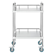 Lab Rolling Cart, 2-Shelf Stainless Steel Rolling Cart, Lab Serving Cart with Swivel Casters, Dental Utility V952-SYSST42014302X42AV0