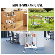 Lab Rolling Cart, 2-Shelf Stainless Steel Rolling Cart, Lab Serving Cart with Swivel Casters, Dental Utility V952-SYSST42014302X42AV0
