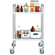 Lab Rolling Cart, 2-Shelf Stainless Steel Rolling Cart, Lab Serving Cart with Swivel Casters, Dental Utility V952-SYSST42014302X42AV0