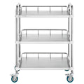 Lab Rolling Cart, 3-Shelf Stainless Steel Rolling Cart, Lab Serving Cart with Swivel Casters, Dental Utility V952-SYSST42014303UK85V0