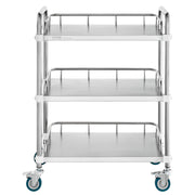 Lab Rolling Cart, 3-Shelf Stainless Steel Rolling Cart, Lab Serving Cart with Swivel Casters, Dental Utility V952-SYSST42014303UK85V0