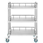 Lab Rolling Cart, 3-Shelf Stainless Steel Rolling Cart, Lab Serving Cart with Swivel Casters, Dental Utility V952-SYSST42014303UK85V0