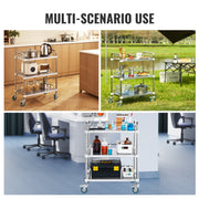 Lab Rolling Cart, 3-Shelf Stainless Steel Rolling Cart, Lab Serving Cart with Swivel Casters, Dental Utility V952-SYSST42014303UK85V0