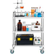 Lab Rolling Cart, 3-Shelf Stainless Steel Rolling Cart, Lab Serving Cart with Swivel Casters, Dental Utility V952-SYSST42014303UK85V0