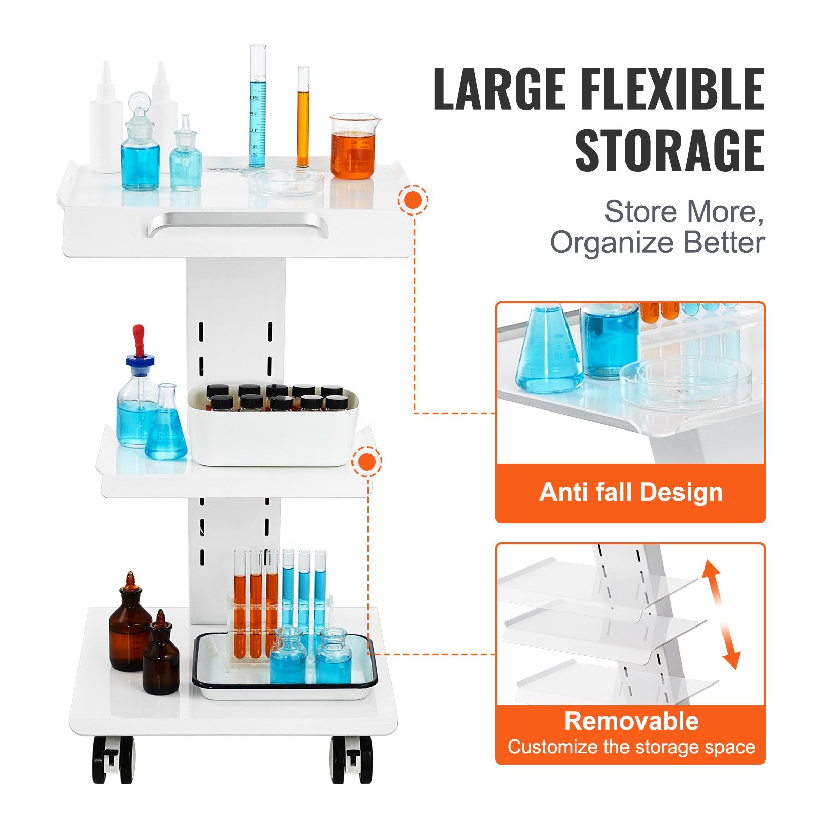 Trolley Cart Dental Lab Mobile Rolling Serving Cart 3 Layers with Socket V952-SYSSTCB4Q23534XEFV3