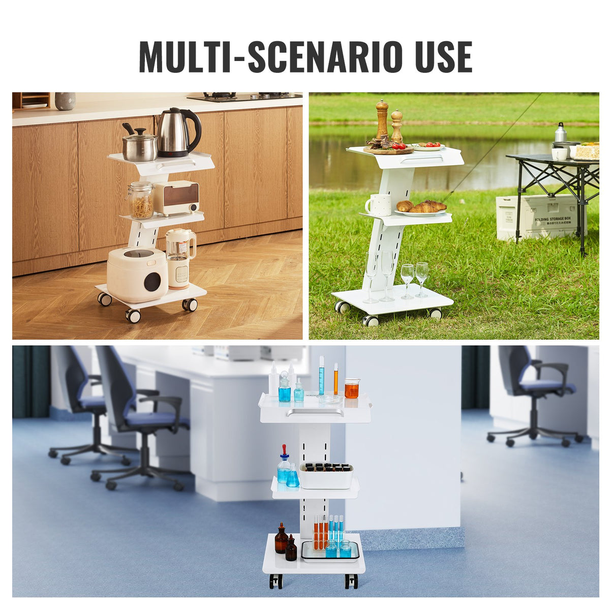 Trolley Cart Dental Lab Mobile Rolling Serving Cart 3 Layers with Socket V952-SYSSTCB4Q23534XEFV3