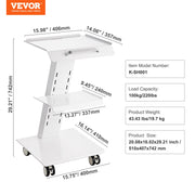 Trolley Cart Dental Lab Mobile Rolling Serving Cart 3 Layers with Socket V952-SYSSTCB4Q23534XEFV3