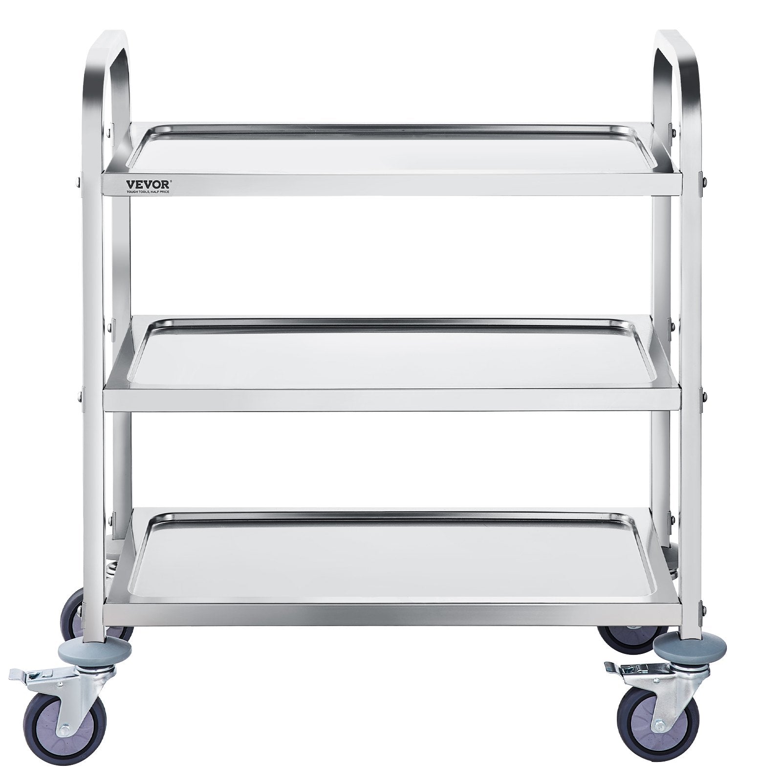 VEVOR Stainless Steel Cart, 3 Layers Lab Utility Cart 181 kg Weight Capacity, Medical Cart with Lockable V952-SYSSTCFB20134R3PNV0