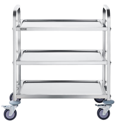 VEVOR Stainless Steel Cart, 3 Layers Lab Utility Cart 181 kg Weight Capacity, Medical Cart with Lockable V952-SYSSTCFB20134R3PNV0