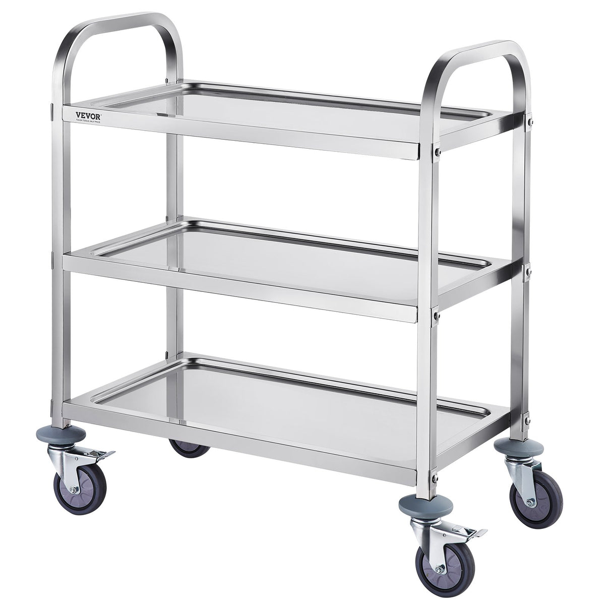 VEVOR Stainless Steel Cart, 3 Layers Lab Utility Cart 181 kg Weight Capacity, Medical Cart with Lockable V952-SYSSTCFB20134R3PNV0