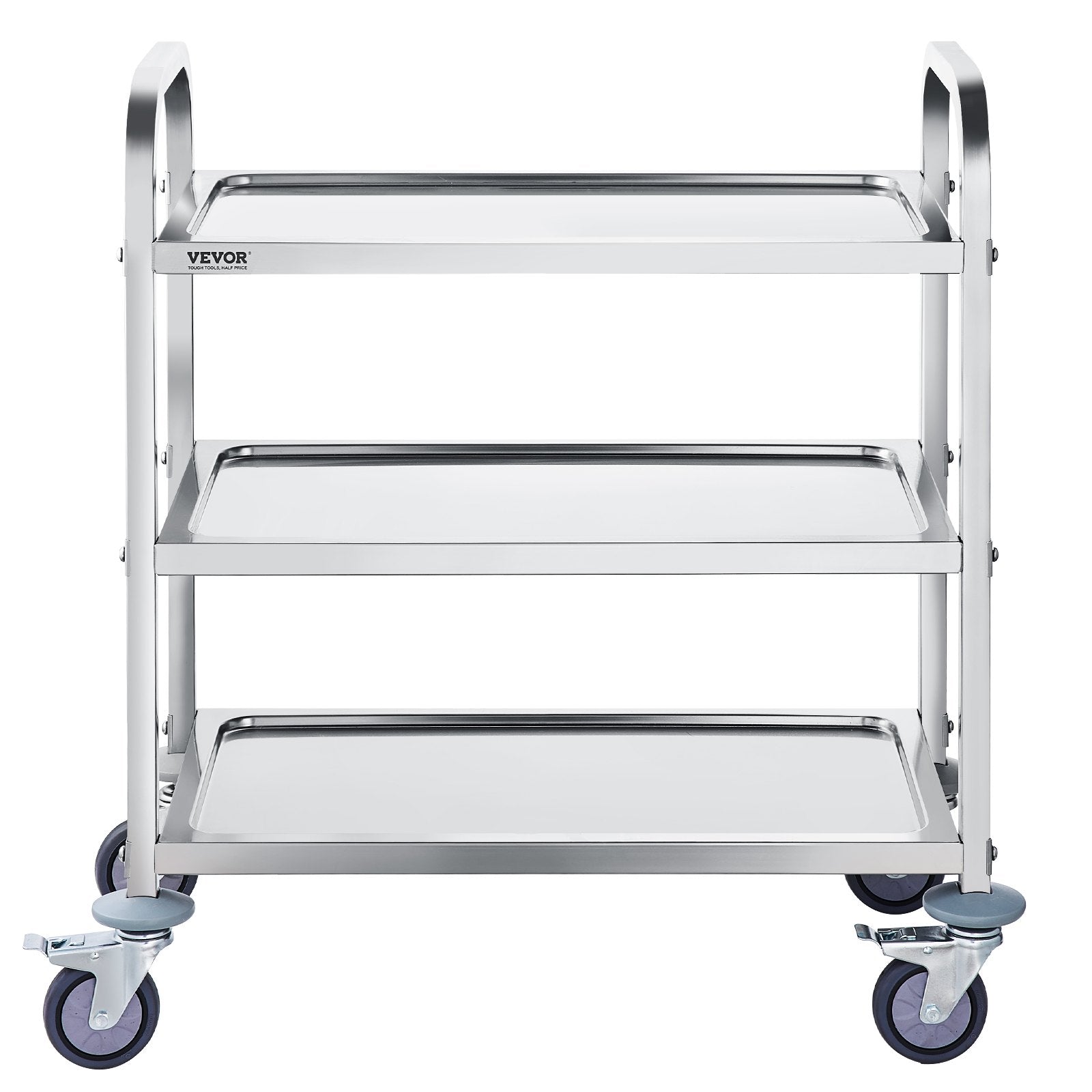VEVOR Stainless Steel Cart, 3 Layers Lab Utility Cart 181 kg Weight Capacity, Medical Cart with Lockable V952-SYSSTCFB20134R3PNV0