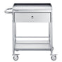 Medical Cart, 2 Layer stainless Steel Cart100 kg Weight Capacity Utility Cart Silent Wheels and a Drawer for V952-SYSSTCSB20124D3E4V0