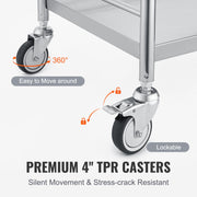 Medical Cart, 2 Layer stainless Steel Cart100 kg Weight Capacity Utility Cart Silent Wheels and a Drawer for V952-SYSSTCSB20124D3E4V0