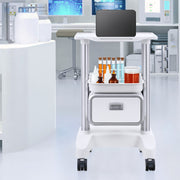 2 Tiers Lab Carts Mobile Medical Cart with 1 Drawer & 1 Top Tray White V952-SYSTCECKFBS42J1Z1V0