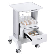2 Tiers Lab Carts Mobile Medical Cart with 1 Drawer & 1 Top Tray White V952-SYSTCECKFBS42J1Z1V0