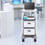 3 Tiers Lab Carts, Lab Utility Cart with 2 Drawers & 1 Top Tray, Mobile Medical Cart with ABS Material, Lab V952-SYSTCECKFBS498TJSV0